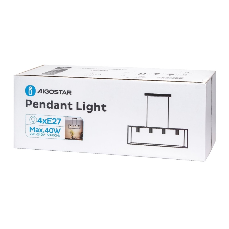 Aigostar - Candelabro suspenso 4xE27/40W/230V