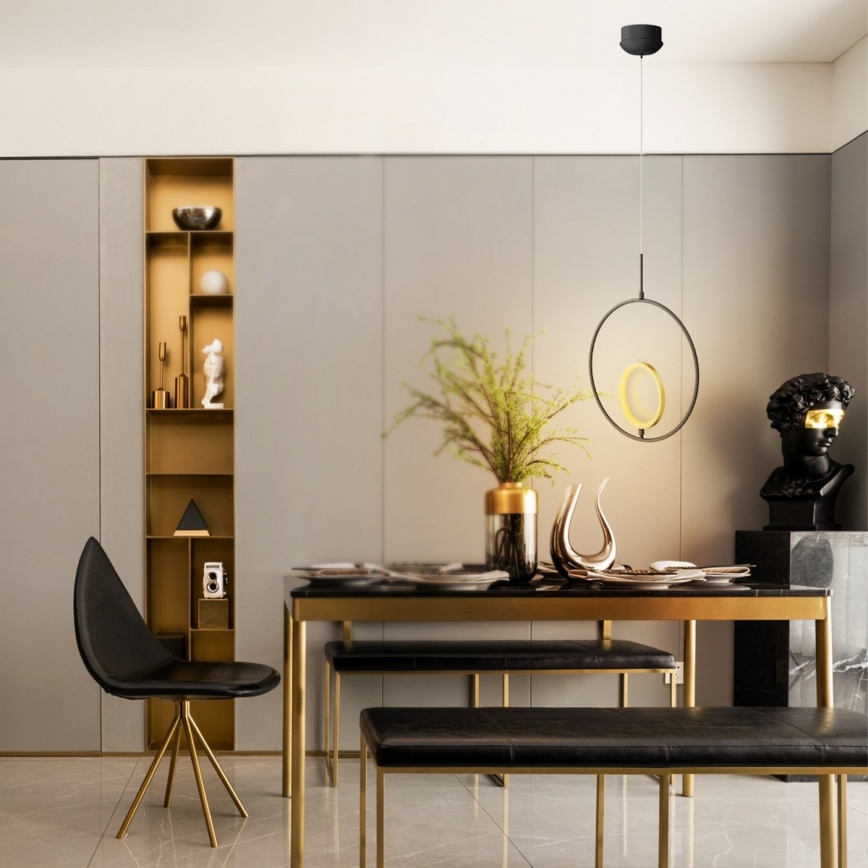 Aigostar - Candelabro suspenso LED LED/15W/230V 6500K preto/dourada