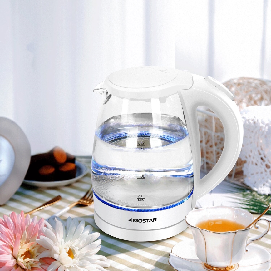 Aigostar - Chaleira 1,7l 2200W/230V branco