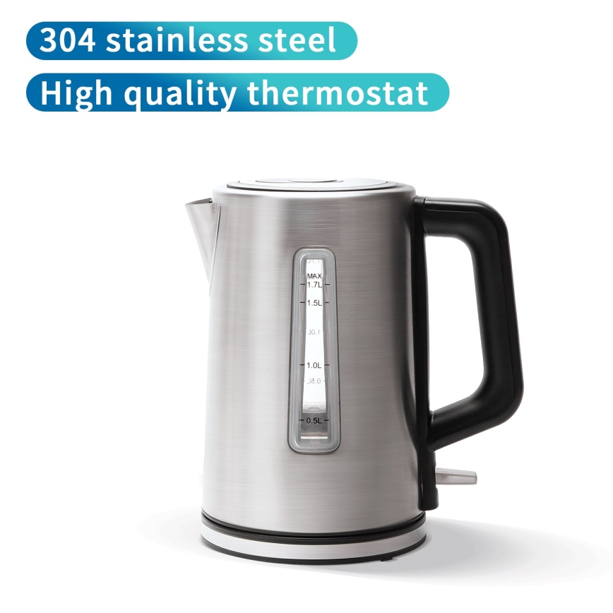 Aigostar - Chaleira 1,7l 2200W/230V cromado mate
