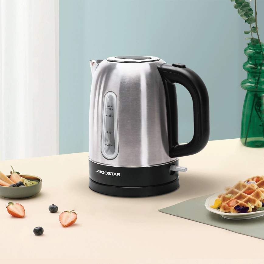 Aigostar - Chaleira 1,7l 2200W/230V cromado mate