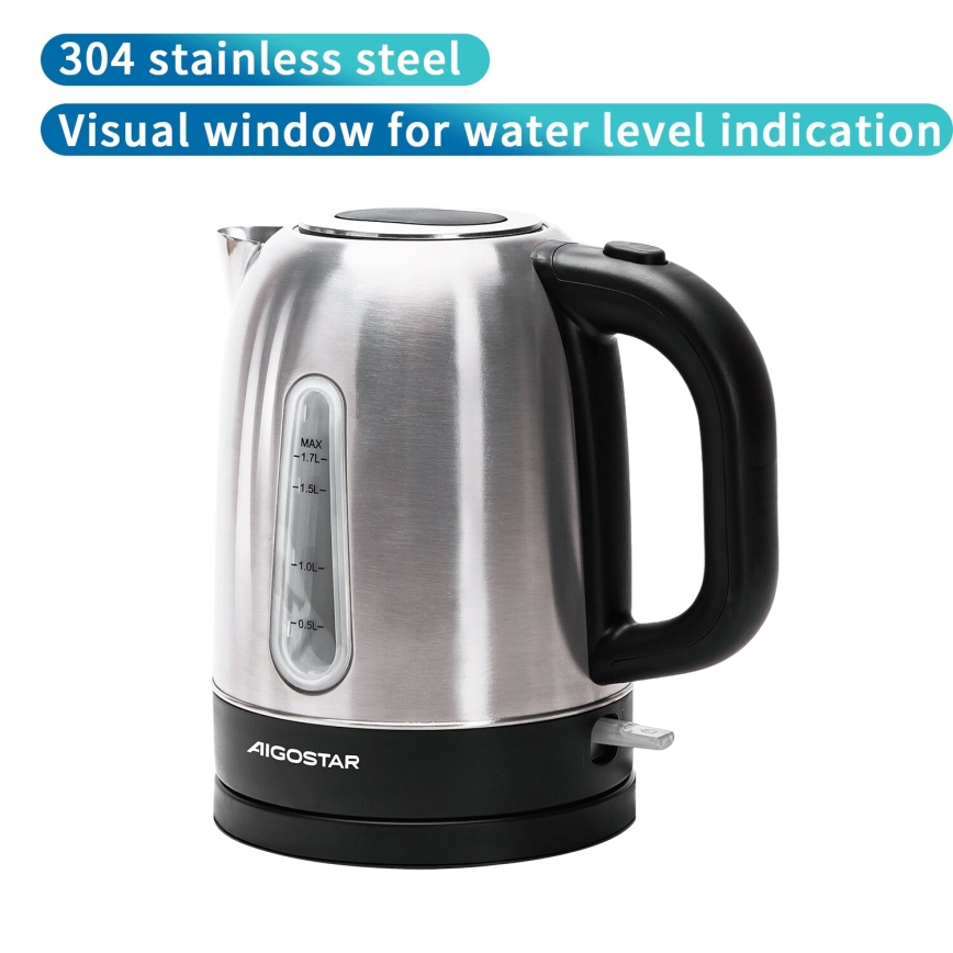 Aigostar - Chaleira 1,7l 2200W/230V cromado mate