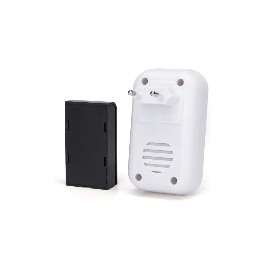 Aigostar - CONJUNTO 2x Campainha de tomada sem fios 230V IP44 branca/preta