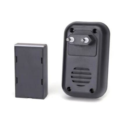 Aigostar - CONJUNTO 2x Campainha de tomada sem fios 230V IP44 preta/cobre