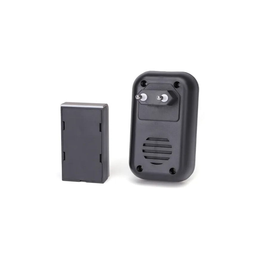 Aigostar - CONJUNTO 2x Campainha de tomada sem fios 230V IP44 preta/cobre