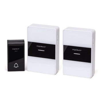 Aigostar - CONJUNTO 2x Campainha sem fios 3xAA IP44 branco/preto
