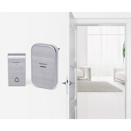 Aigostar - CONJUNTO 2x Campainhas Sem Fios Plug-in 230V/12V IP44 prateado
