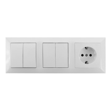 Aigostar - CONJUNTO 2x Interruptores doméstico 2-botões com uma tomada 1x16A/250V SCHUKO