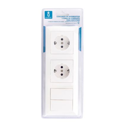 Aigostar - CONJUNTO 2x Tomada com um interruptor 2x16A/250V