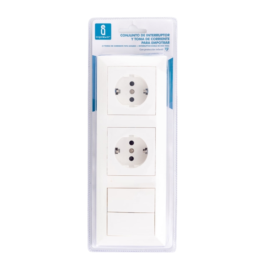 Aigostar - CONJUNTO 2x Tomada com um interruptor 2x16A/250V