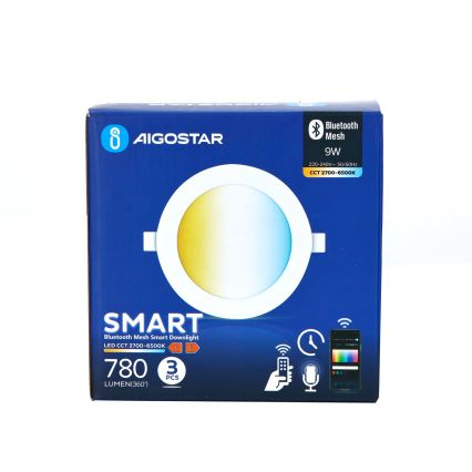 Aigostar - CONJUNTO 3x Focos de encastrar LED com regulação MESH LED/9W/230V 2700K-6500K diâmetro 14,5 cm