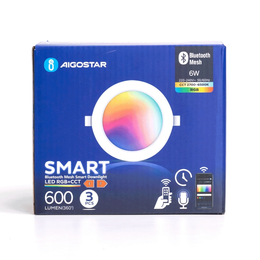 Aigostar - CONJUNTO 3 x Focos de encastrar LED RGB com regulação MESH LED/6W/230V 2700K-6500K diâmetro 11,5cm
