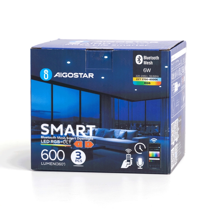 Aigostar - CONJUNTO 3 x Focos de encastrar LED RGB com regulação MESH LED/6W/230V 2700K-6500K diâmetro 11,5cm