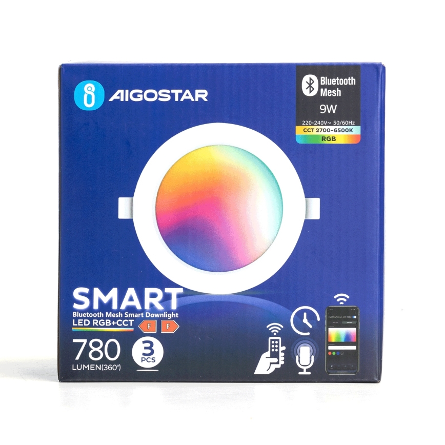 Aigostar - CONJUNTO 3x Focos de encastrar LED RGB com regulação MESH LED/9W/230V 2700K-6500K diâmetro 14,5cm