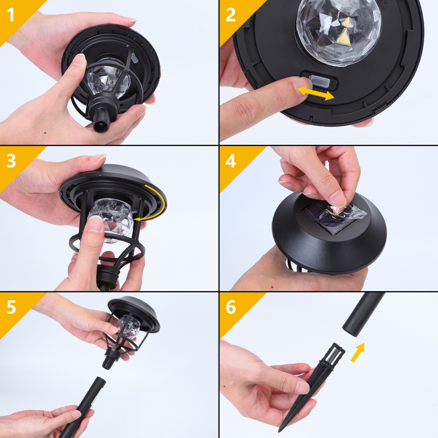 Aigostar - CONJUNTO 4x Candeeiros solar LED RGB LED/0,2W/2V IP44