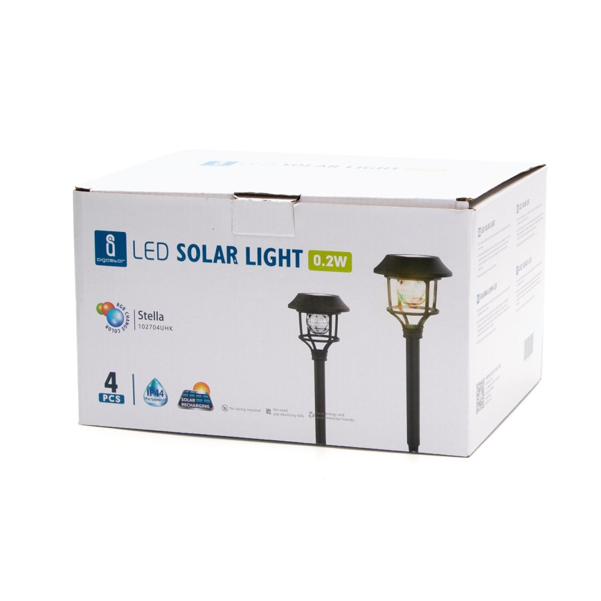 Aigostar - CONJUNTO 4x Candeeiros solar LED RGB LED/0,2W/2V IP44