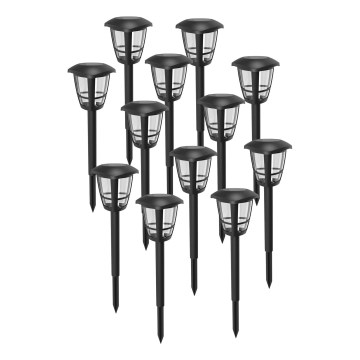 Aigostar - Conjunto de 12 lâmpadas solares LED 0,06W/2V 33,8 cm 6500K 100 mAh IP44 pretas