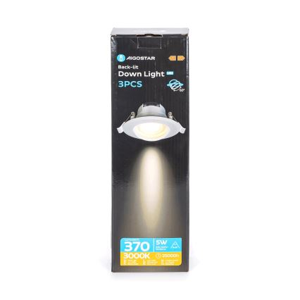 Aigostar - Conjunto de 3 luminárias de embutir LED/5W/230V 3000K Ø 8,5 cm brancas