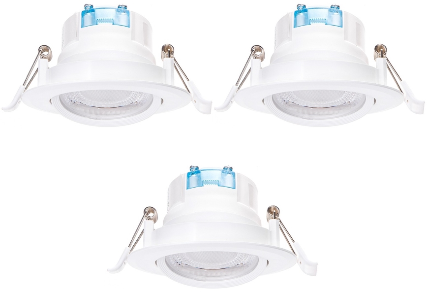 Aigostar - Conjunto de 3 luminárias de embutir LED/5W/230V 4000K Ø 8,5 cm branco