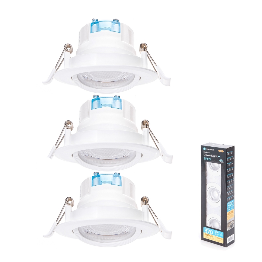 Aigostar - Conjunto de 3 luminárias de embutir LED/5W/230V 4000K Ø 8,5 cm branco