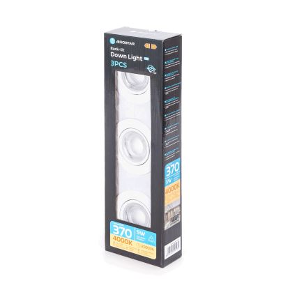 Aigostar - Conjunto de 3 luminárias de embutir LED/5W/230V 4000K Ø 8,5 cm branco