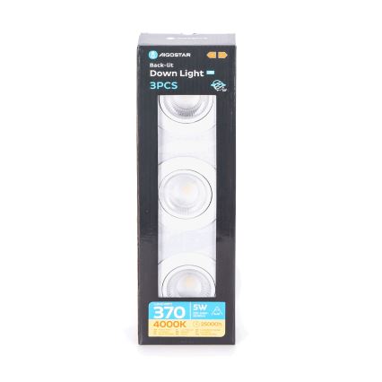 Aigostar - Conjunto de 3 luminárias de embutir LED/5W/230V 4000K Ø 8,5 cm branco