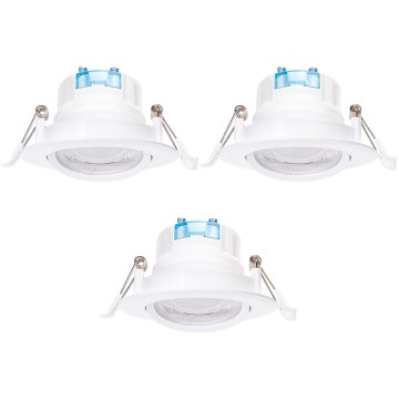 Aigostar - Conjunto de 3 Luminárias de LED embutidas LED/5W/230V 4000K diâmetro 8,5 cm brancas