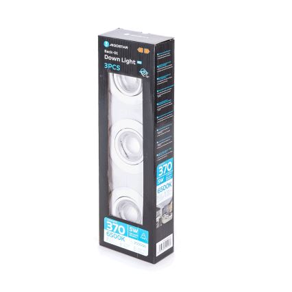 Aigostar - Conjunto de 3 luminárias LED de embutir, 5 W, 230 V, 6500 K, Ø 8,5 cm, branco
