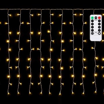 Aigostar - Cordão de luzes de Natal LED para exterior 150 LEDs/6W/230V/8 funções 1,5x1m IP44 branco quente + controlo remoto