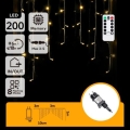 Aigostar - Cordão de luzes de Natal LED para exterior 200xLED/6W/230V/8 funções 3x1m IP44 branco quente + controlo remoto