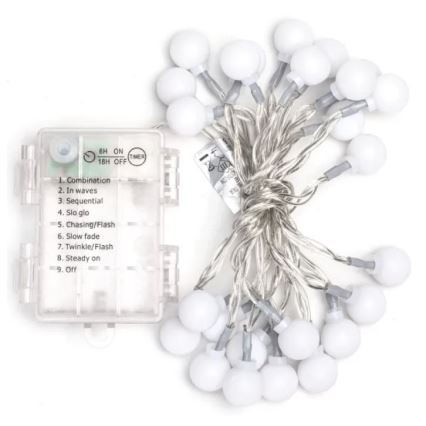Aigostar - Corrente de Natal exterior LED RGBY 25xLED/3xAA/8 funções 2,8 m IP44