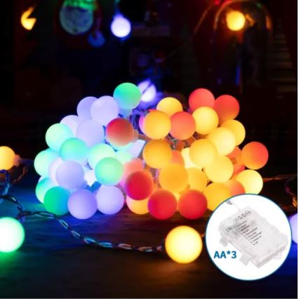 Aigostar - Corrente de Natal exterior LED RGBY 50xLED/3xAA/8 funções 5,3 m IP44