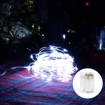 Aigostar - Corrente de Natal LED 100xLED/3xAA 10,3m branco frio