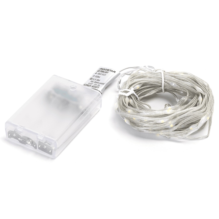 Aigostar - Corrente de Natal LED 100xLED/3xAA 10,3m branco frio