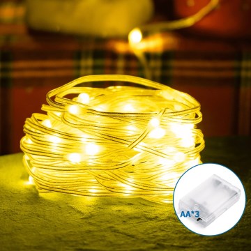 Aigostar - Corrente de Natal LED 100xLED/3xAA 10,3m branco quente