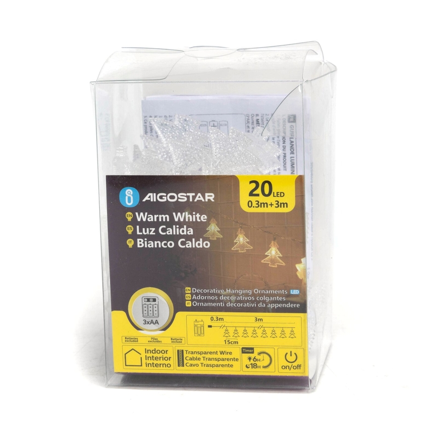 Aigostar - Corrente de Natal LED 20xLED/3xAA 3,3m árvores