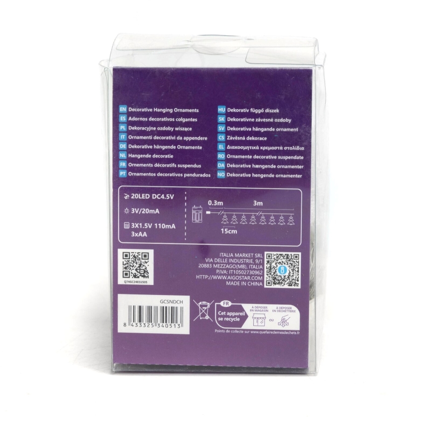 Aigostar - Corrente de Natal LED 20xLED/3xAA 3,3m árvores