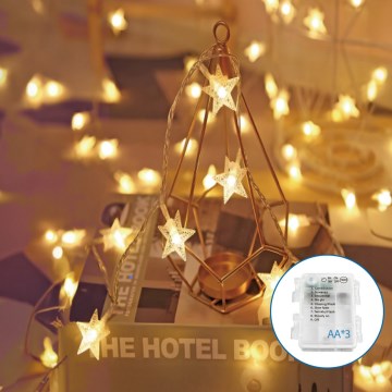 Aigostar - Corrente de Natal LED 20xLED/3xAA 3,3m estrelas