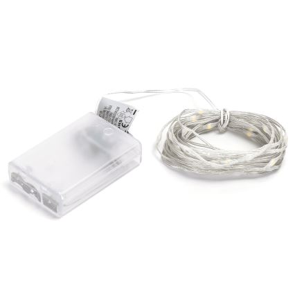 Aigostar - Corrente de Natal LED 50xLED/3xAA 5,3m branco quente
