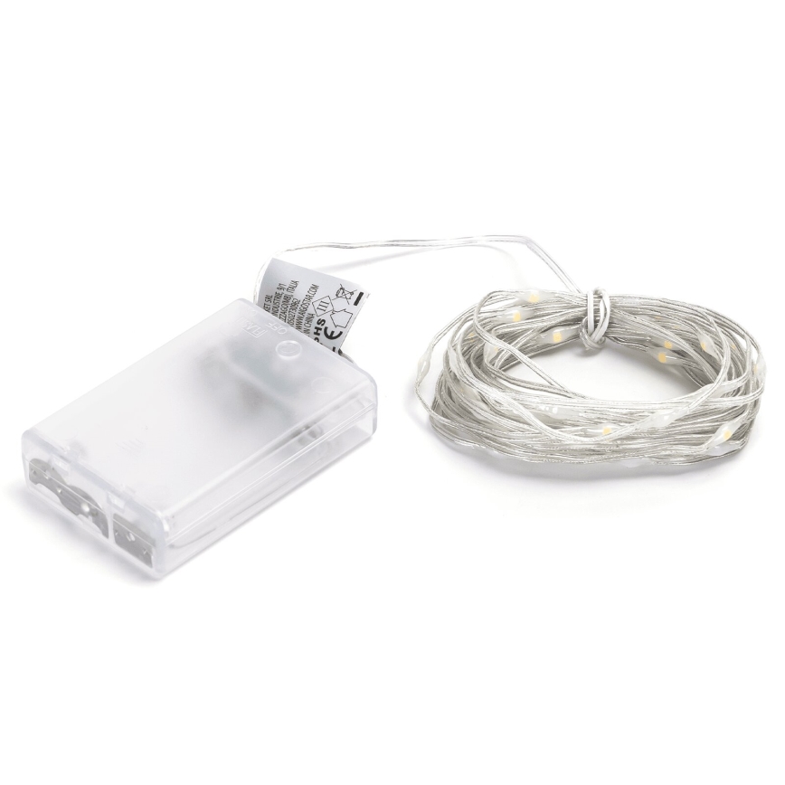 Aigostar - Corrente de Natal LED 50xLED/3xAA 5,3m branco quente