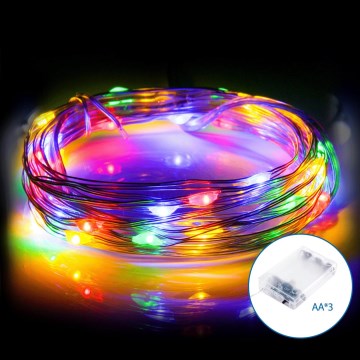 Aigostar - Corrente de Natal LED 50xLED/3xAA 5,3m multicolor