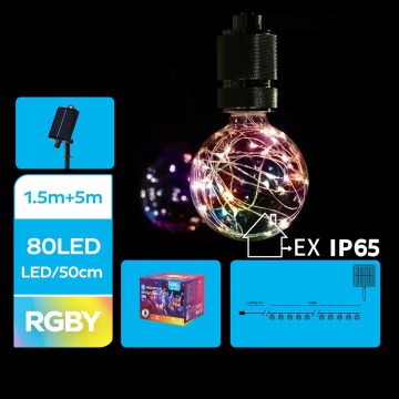 Aigostar - Corrente de Natal LED Solar 10xLED/8 funções 6,5m IP65 multicolorida
