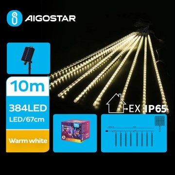 Aigostar - Corrente de Natal LED Solar 384xLED/13m IP65 branco quente