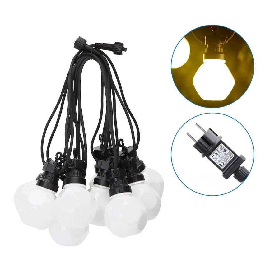 Aigostar - Corrente decorativa exterior LED 10xLED/8m IP44 branco quente