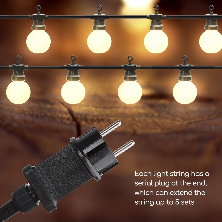 Aigostar - Corrente decorativa exterior LED 10xLED/8m IP44 branco quente