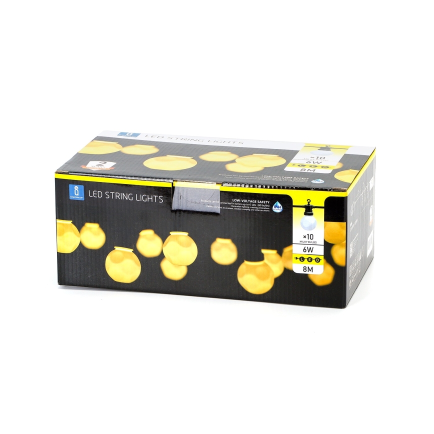 Aigostar - Corrente decorativa exterior LED 10xLED/8m IP44 branco quente