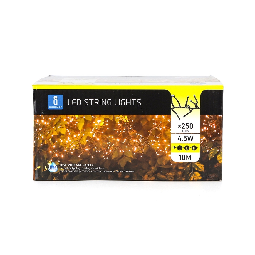 Aigostar - Corrente decorativa exterior LED 250xLED/10m IP44 branco quente