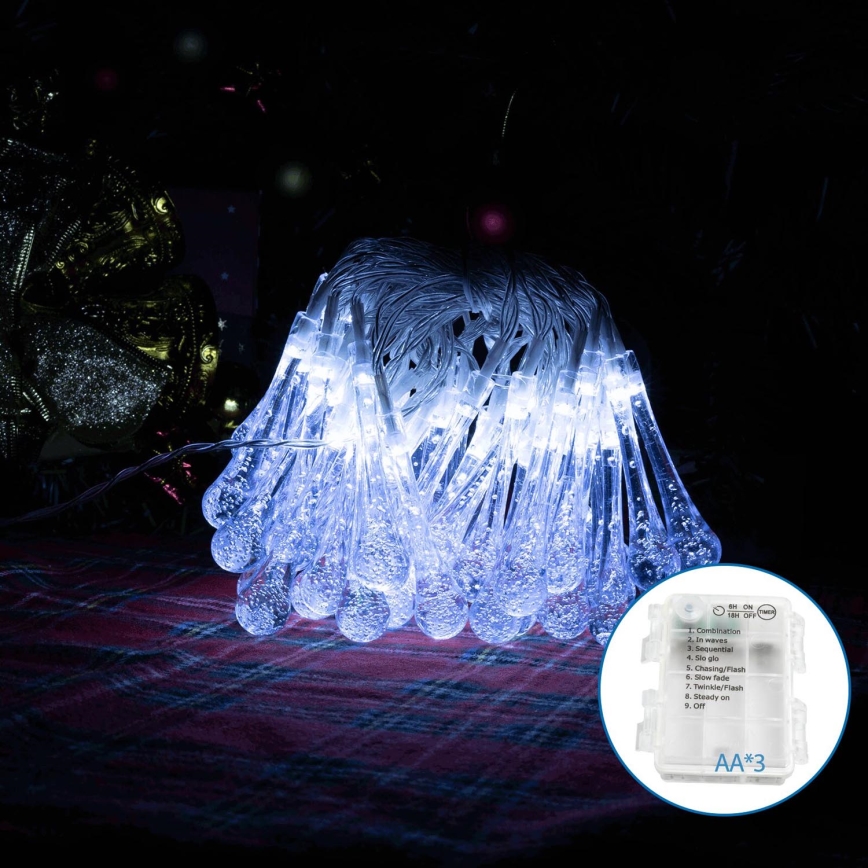Aigostar - Corrente decorativa exterior LED 50xLED/8 funções 5,3m IP44 branco frio