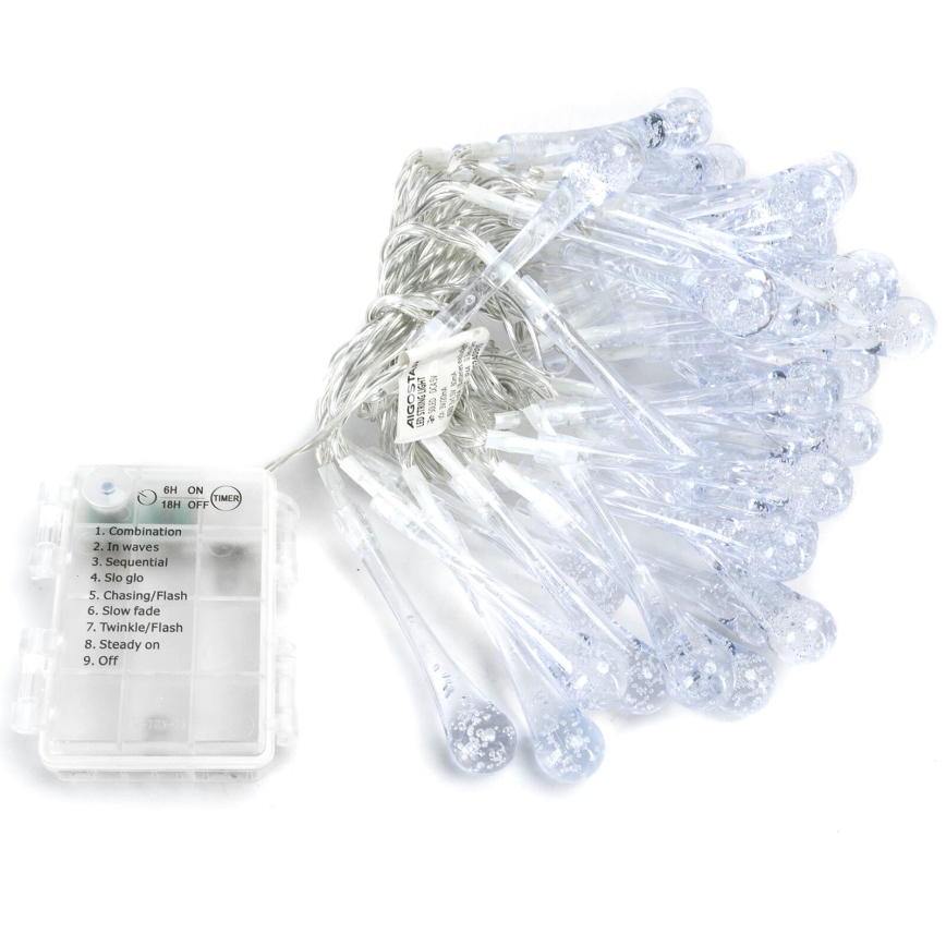 Aigostar - Corrente decorativa exterior LED 50xLED/8 funções 5,3m IP44 branco frio