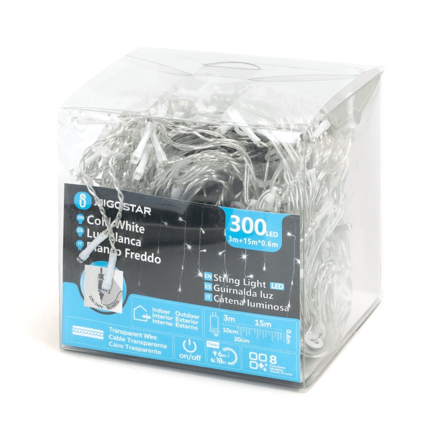 Aigostar - Corrente decorativa exterior LED 75xLED/6W/230V 15x0,6m IP44 branco frio